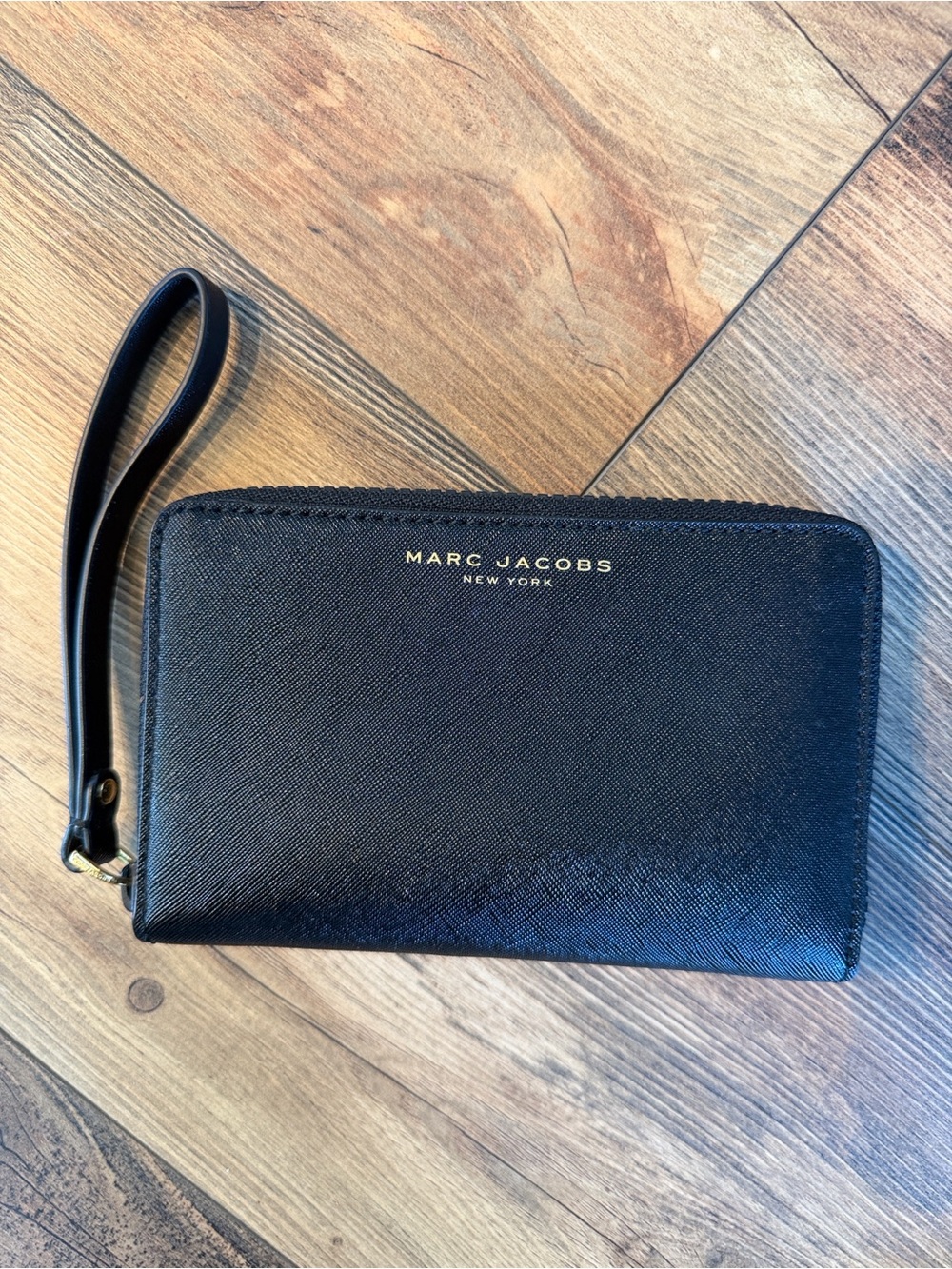 Marc Jacobs Black Zip-Around Saffiano Wristlet